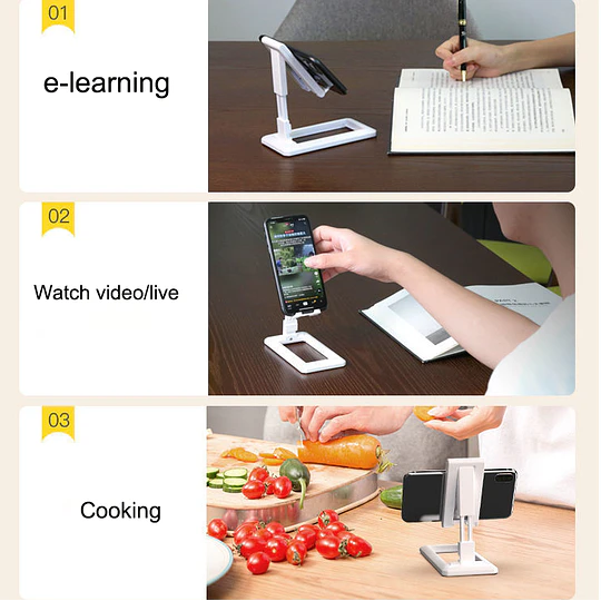 Soporte Telefono Y Tablet Aluminio Plegable Portatil