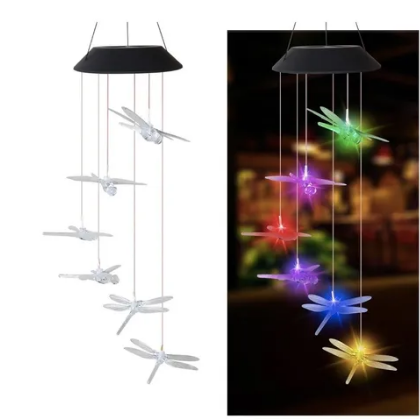 Luces Cálida Solar Decoración 20 Led Libélula Navidad