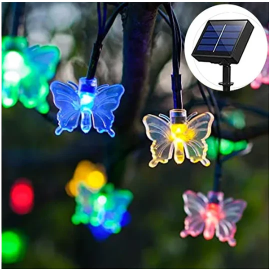 Guirnalda Mariposa Solar Ocho Funciones 9,5 Metros 50 Luces 