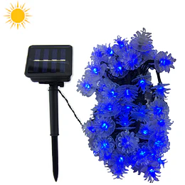Guirnalda flor azul solar 9.5 m 50 luces (23095)