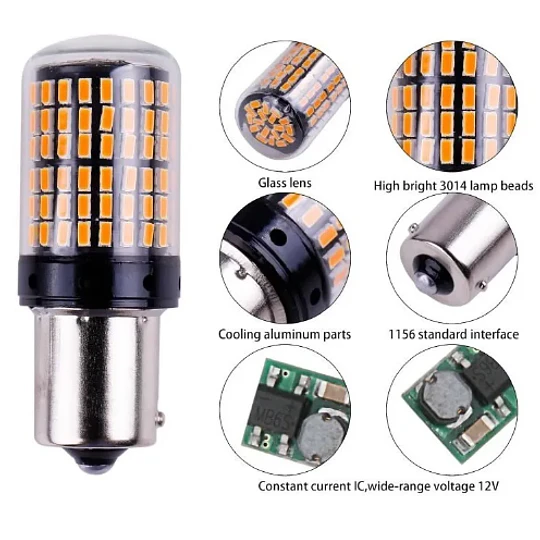 Ampolletas Led 1156, Pack 2, Un Contacto, Color Amarillo (22912)