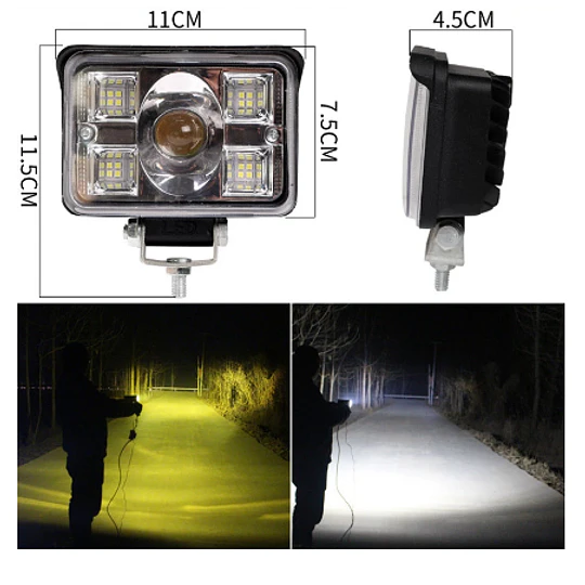 LED de conducción ,blanco + amarillo, cuadrado DC 9-80V (22809)