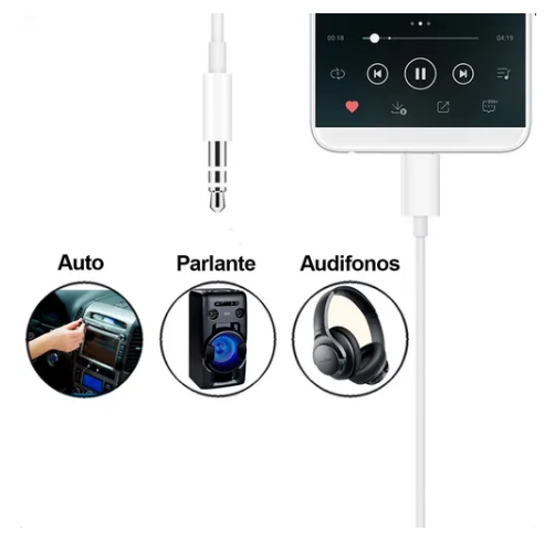 Cable USB C A Jack 3.5 Mm AUX 1 M Plateado