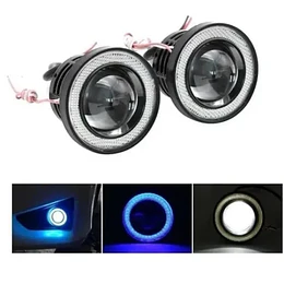 Foco Neblinero 89mm  Led Ojos De Ángel Blanco Y Aro Azul, X2 (21814)