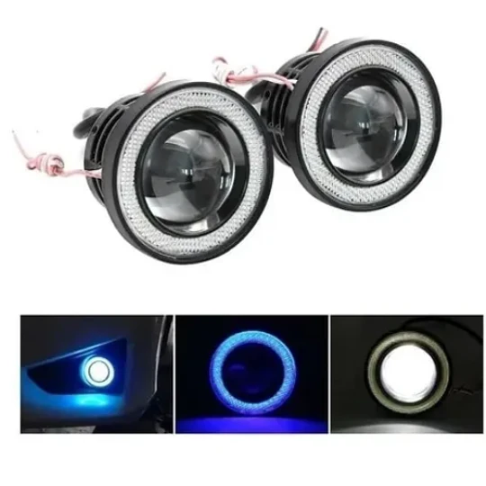 Foco Neblinero 89mm  Led Ojos De Ángel Blanco Y Aro Azul, X2 (21814)