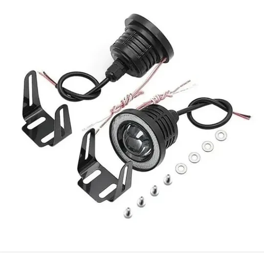 Foco Neblinero 89mm  Led Ojos De Ángel Blanco Y Aro Azul, X2 (21814)