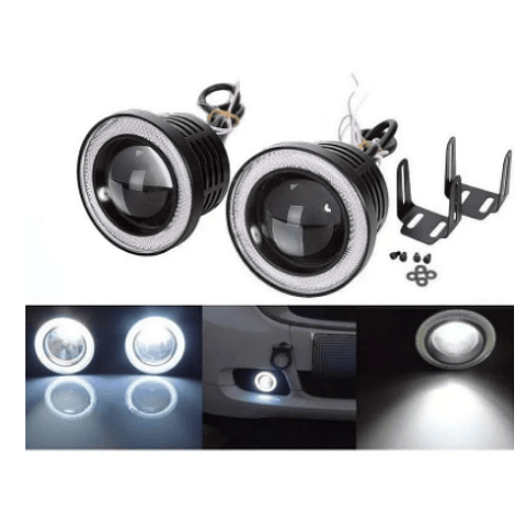 Focos Neblineros 89mm Led Ojos De Ángel  Blanco + Blanco 