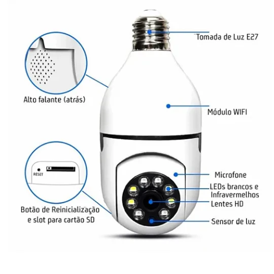 Camara Ip De Seguridad Ampolleta Motorizada 360° E27 Socket (23765)