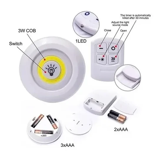 Set 3 Luces Led Inalámbricas Control Remoto 
