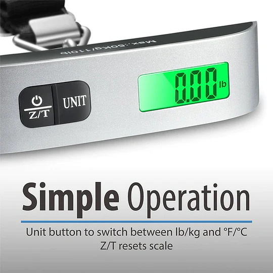 Bascula Digital Colgante Portatil, Balanza De Peso Para Equipaje 50 kl a 110 lb 