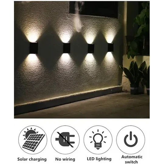 Focos Muro Aplique Led Solar Jardín Exterior Ip68