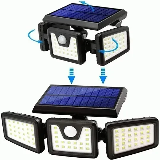 Foco Solar Triple Aplique Pared Sensor Movimiento