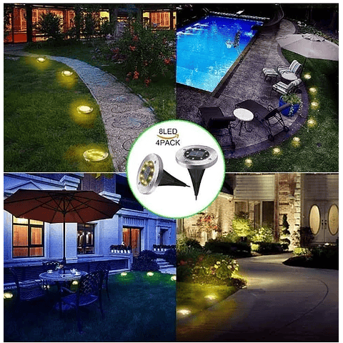 Pack X4 Luz Led Solar Con Estaca Exterior Jardin