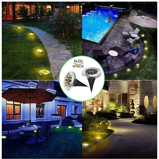 Pack X4 Luz Led Solar Con Estaca Exterior Jardin