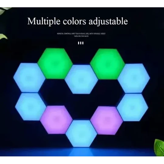 Set De 6 Luces Hexagonales Led Rgb + Control Remoto