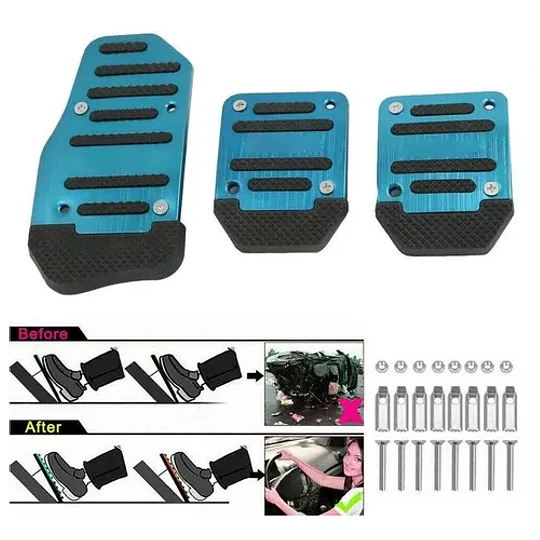 Set Pedales Deportivo Metálico + Antideslizante De Clip Auto