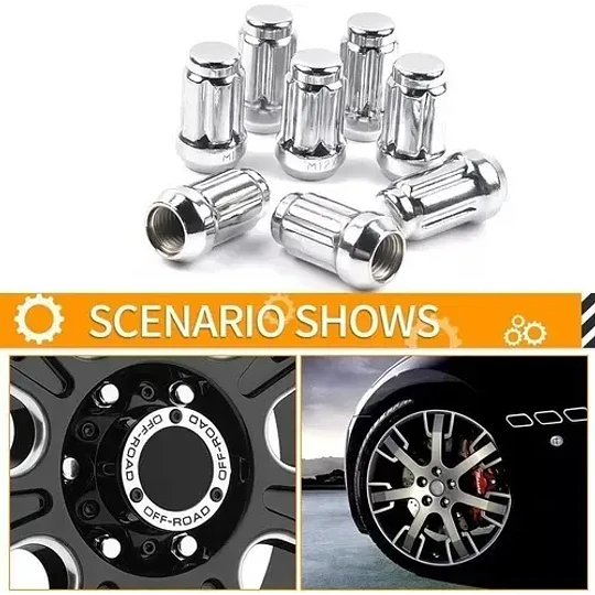 Set 16 Tuercas Estriada Seguridad De 6 Caras + Llave M12x1.5