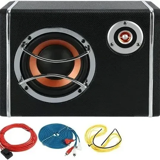 Subwoofer Plano Amplificador Parlante + Kit Instalación 12v
