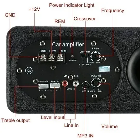 Subwoofer Plano Amplificador Parlante + Kit Instalación 12v