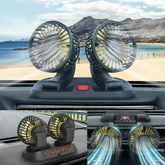 Mini Ventilador Usb Doble Sobremesa 5 Aspas Portatil Auto