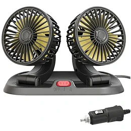 Ventilador Auto Doble Para Auto 12v 360° Giratorio Cenicero