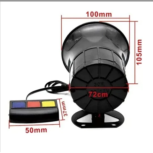 Sirena Bocina Tres Tonos 12v 30w Para Autos, Camiones Y Moto