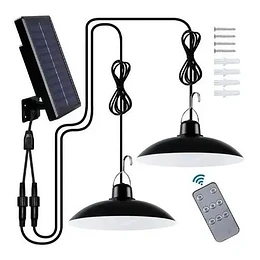 Lampara Solar Doble Colgante + Panel Solar + Control