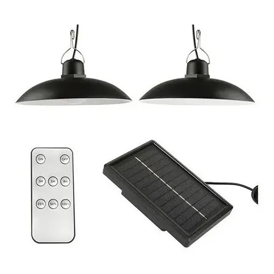 Lampara Solar Doble Colgante + Panel Solar + Control