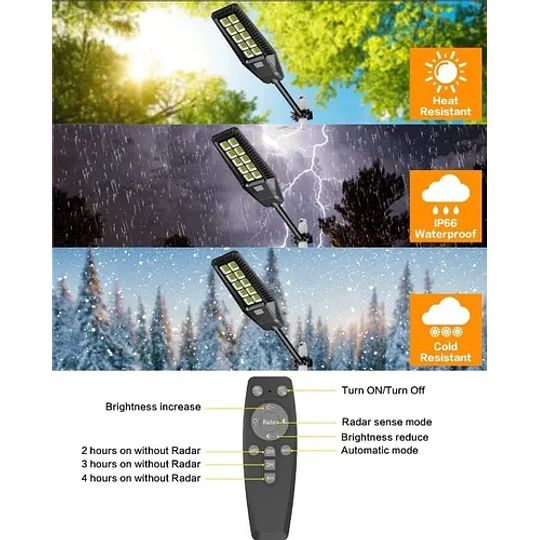 Foco Solar 500w Exterior+ Soporte+ Control Remoto