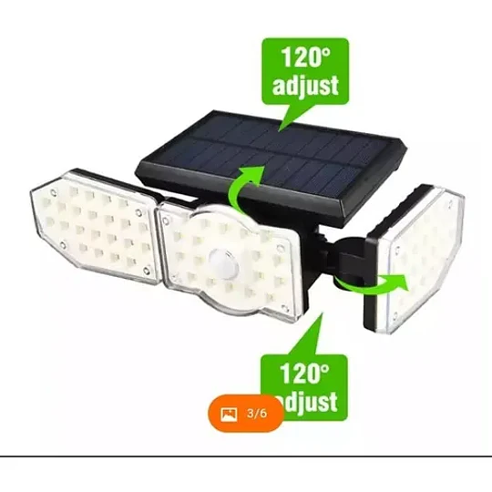 Foco Solar 3 Cabezas Con Sensor- Cod 22005