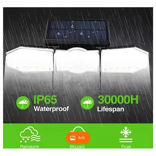 Foco Solar 3 Cabezas Con Sensor- Cod 22005