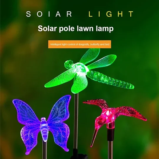 staca Solar X2 Lampara Jardín Led  Libelula 