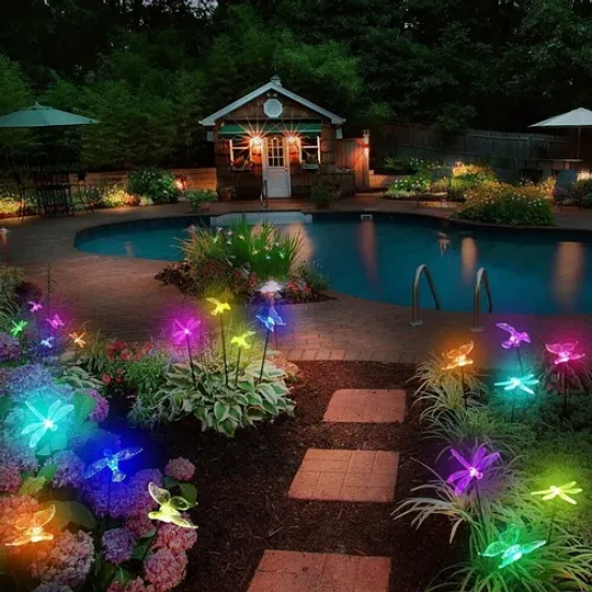 staca Solar X2 Lampara Jardín Led  Libelula 