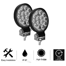Luz Foco Neblinero 14 Led 4x4 Auto Caminon Redondo