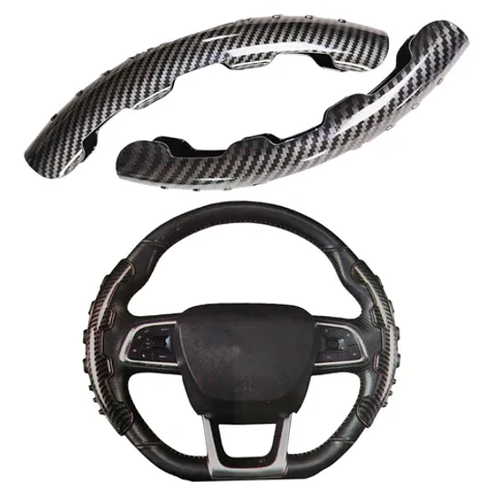 Cubre Volante Tipo Fibra Carbono Laterales Auto Universal