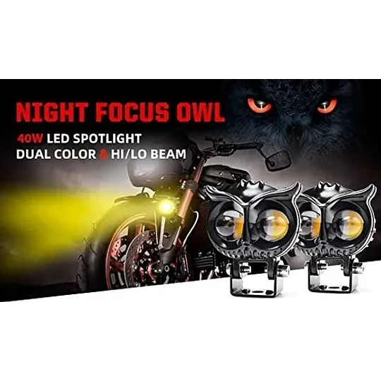 Foco Led Neblinero 50w Bicolor Auto Moto Búho Tipo Lupa