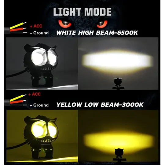 Foco Led Neblinero 50w Bicolor Auto Moto Búho Tipo Lupa