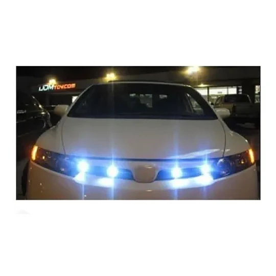 4 Luces De Marcha De Rejilla Delantera Led Con Lente Ahumada COLOR AZUL