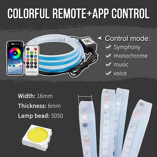 Tira Luz Led Rgb Bluetooth +control Para Capot Maleta 12-24v