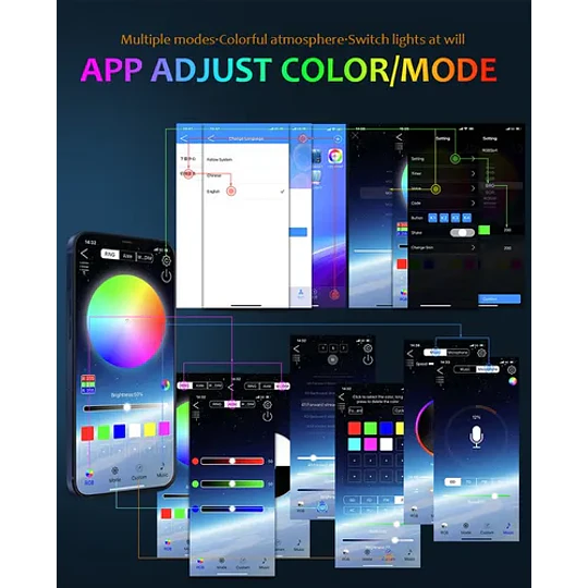 Tira Luz Led Rgb Bluetooth +control Para Capot Maleta 12-24v