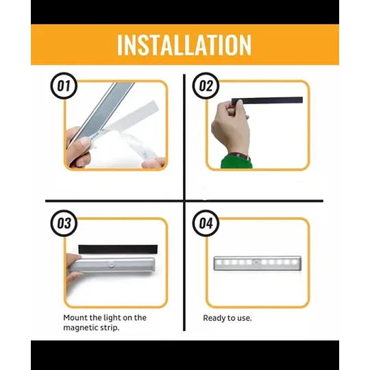 Luz Led Sensor Movimiento Para Closet, Auto, Pieza, Exterior