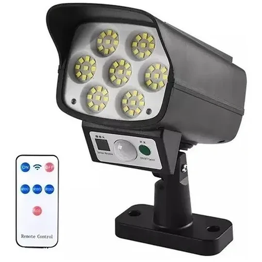 Lampara Foco Solar 77 Led Falsa Camara Seguridad Sensor