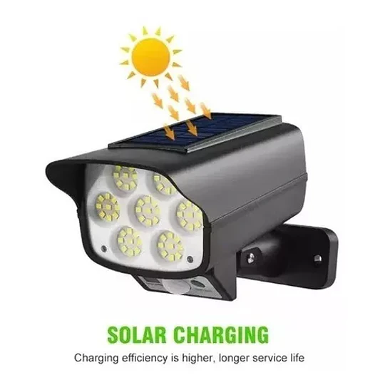 Lampara Foco Solar 77 Led Falsa Camara Seguridad Sensor