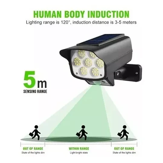 Lampara Foco Solar 77 Led Falsa Camara Seguridad Sensor