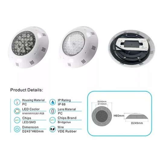 Foco Led Piscina Con Control Remoto 24w Color 12v Rgb