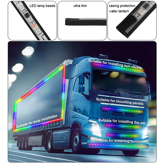 Cinta Luz LED RGB de 24V para camión Luz de advertencia