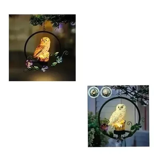 Lámpara Colgante Solar Led Búho Fierro