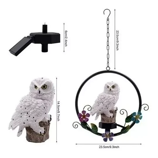Lámpara Colgante Solar Led Búho Fierro