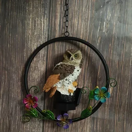 Lámpara Colgante Solar Led Búho Fierro
