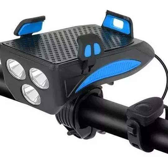 Soporte Celular Luz + Bocina Usb Recargable Bicicleta